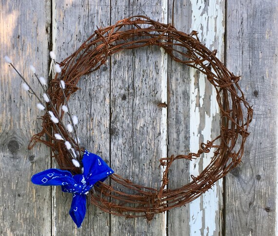 Vintage Rustic Western Decor Barbed Wire Wreath Rustic Wedding Etsy