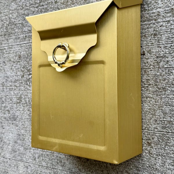 Vintage Shiny Gold Metal Mailbox/Letter Holder
