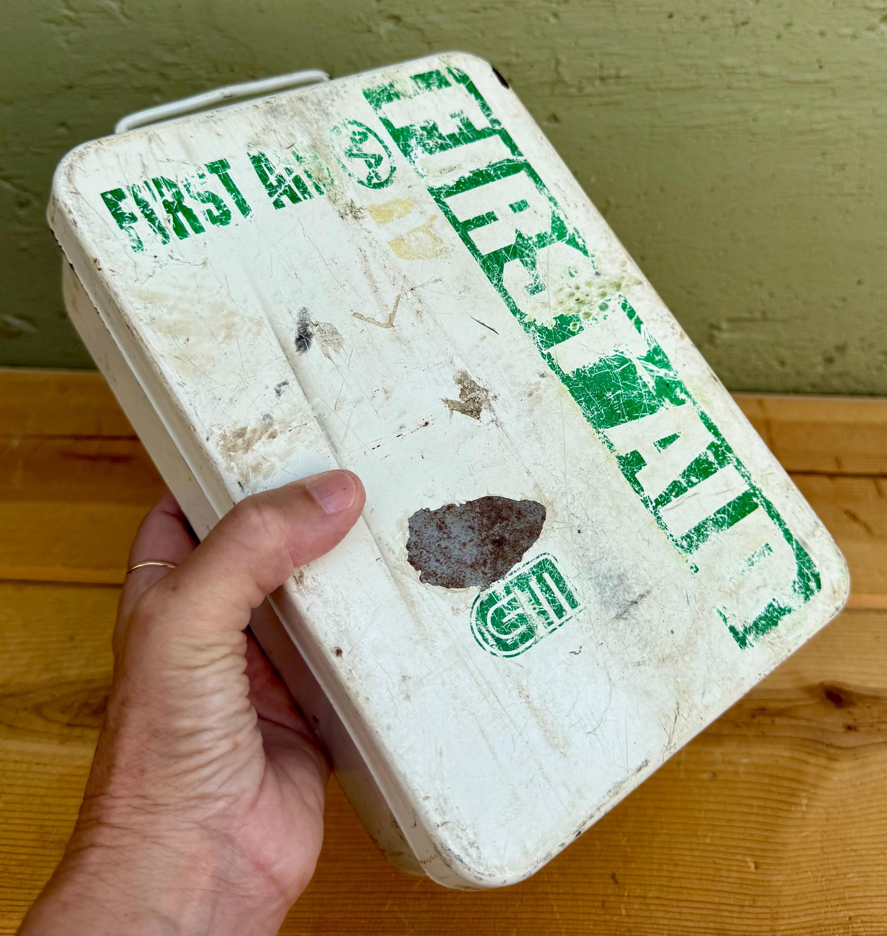 Steel First Aid Kit Antique Steel First Aid Kit: Vintage Industrial Supply Box - Etsy