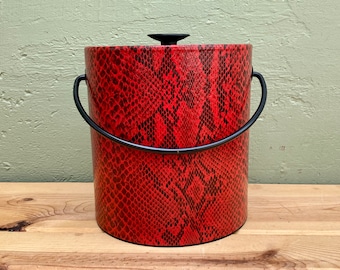 Vintage Vinyl Ice Bucket with Lid: Mid-Century Retro Barware