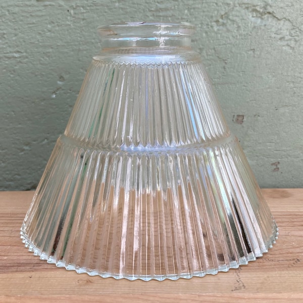 Light Fixture Cover — Clear Glass Replacement Globe — Vintage Industrial Holophane Shade — Retro Ribbed Diffuser/Lampshade — FREE SHIPPING