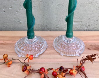Crystal Clear Cut Glass Candlestick Holders: Geometric Wedding Decor