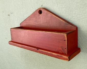 Wood Spice Shelf/Rack — Rustic Handmade Kitchen Storage Organizer — Vintage Wall Pocket/Letter Holder