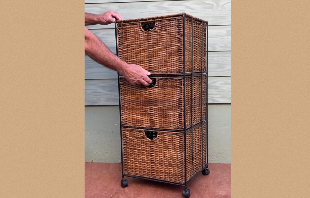 Wicker Three Drawer Dresser Vintage Rattan Bathroom/kitchen Etsy