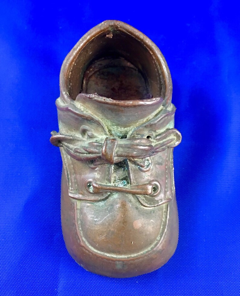 Bronze Baby Shoe Vintage First Shoe Copper Clad Leather Etsy