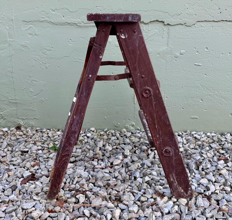 Antique Wooden Step Ladder Plant Stand: Rustic Industrial Decor - Etsy