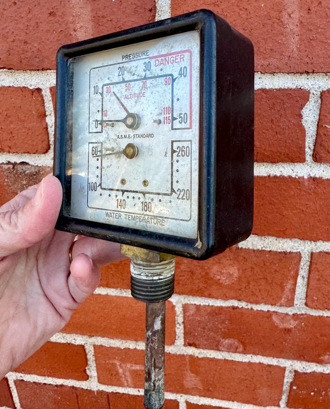 Antique Urban Industrial Pressure Gauge — Vintage Salvaged Steampunk ...