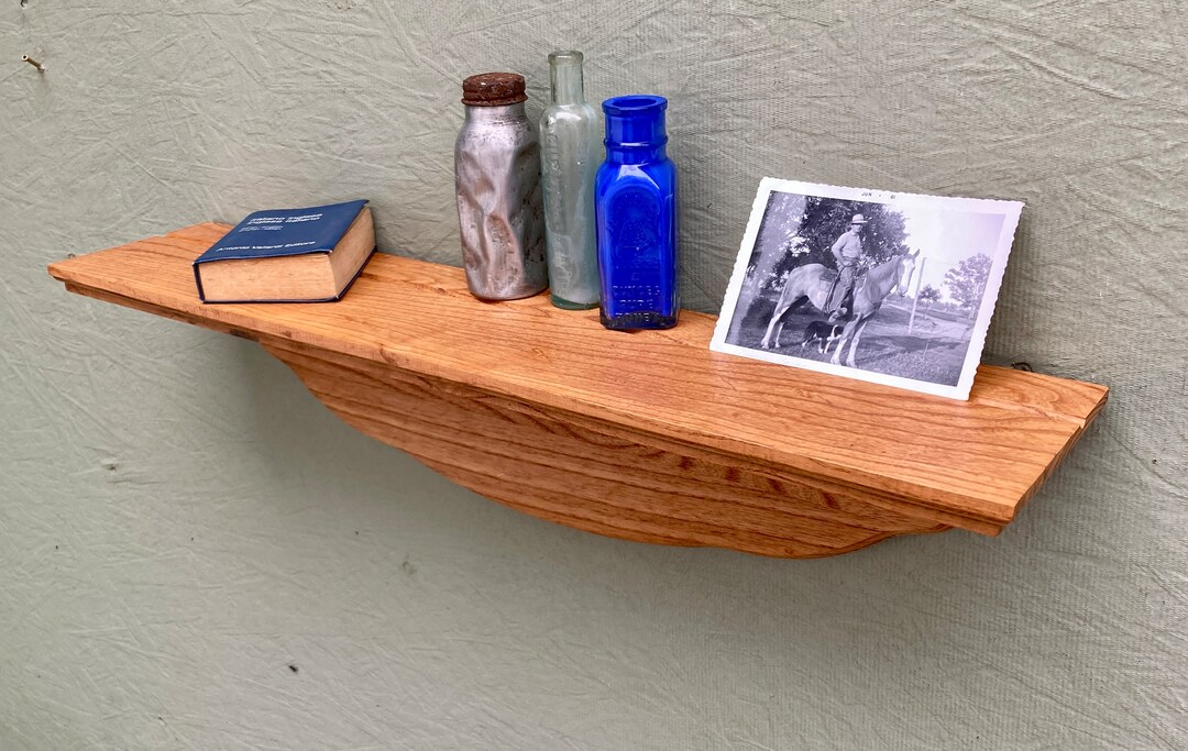 Wall Mount Wood Shelf Vintage Handcrafted Wooden Plate/knickknack Display Solid Oak French