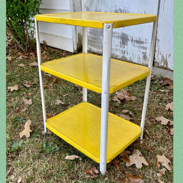 Retro Kitchen Cart — Antique 3 Tiered Portable Shelving Unit — Aesthetic Vintage Kitschy — FREE SHIPPING