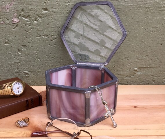 Jewelry Box - Beveled Glass Ring Box — Vintage He… - image 2