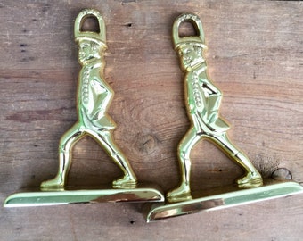 Vintage Brass Bookends — Hollywood Regency Decor — Revolutionary War/Colonial Soldier — Door Stops
