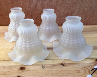 Victorian Floral Frosted Glass Globes: Antique Lamp Shade Replacements