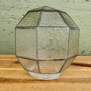 Vintage Geometric Glass Lampshade - Mid Century Art Deco Replacement Globe