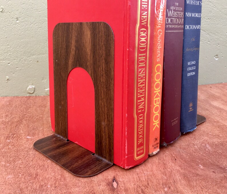 Metal Bookends 4 Vintage Minimalist Bookshelf Book Stops Etsy