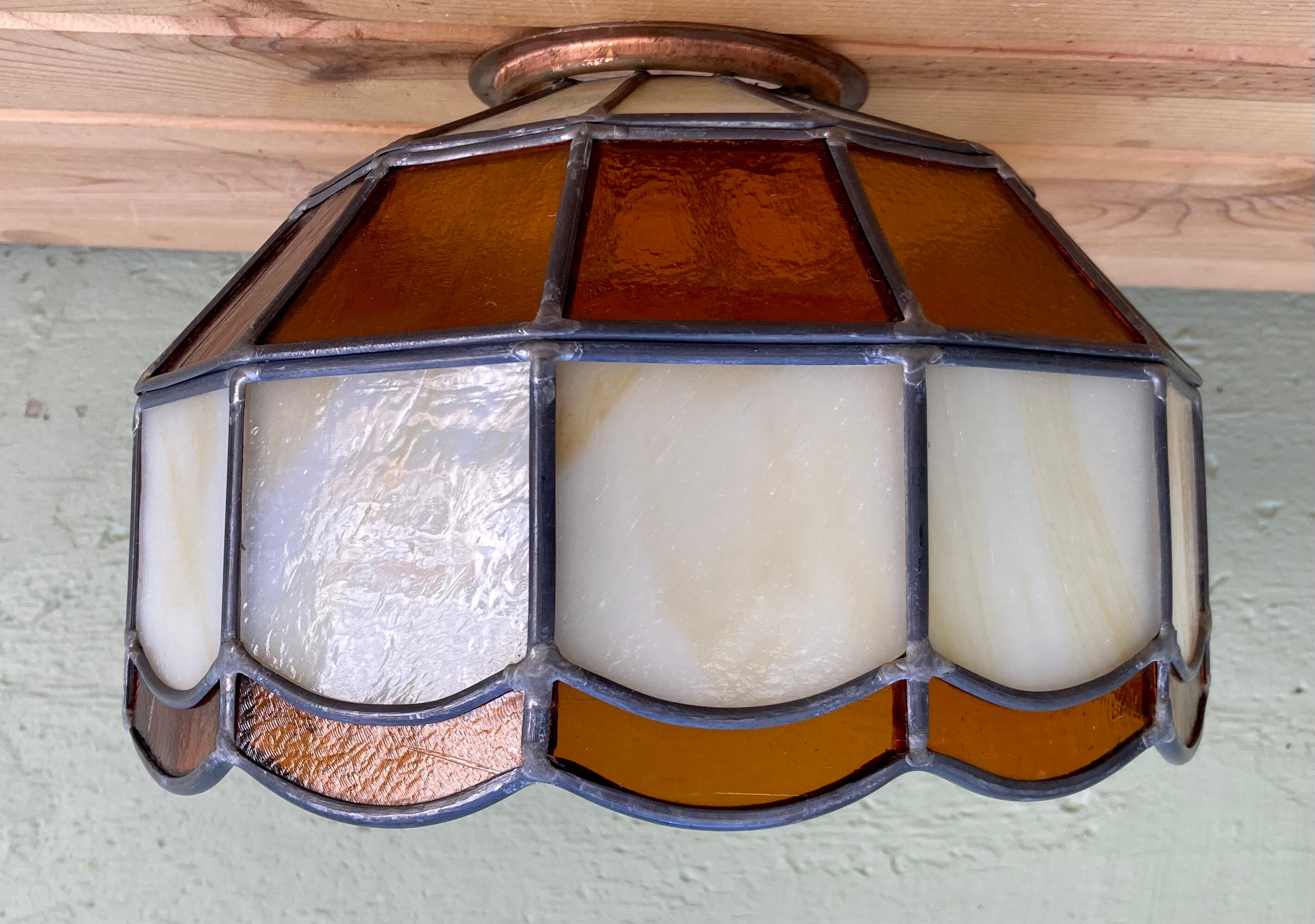 Lampshade Replacement Globe Vintage Amber And White Stained Etsy India