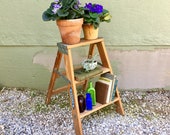 FREE SHIPPING USA 1970s Werner Household Natural Wooden 2 Foot Step Ladder Vintage Shabby Industrial Heavy Duty Kitchen Step Stool