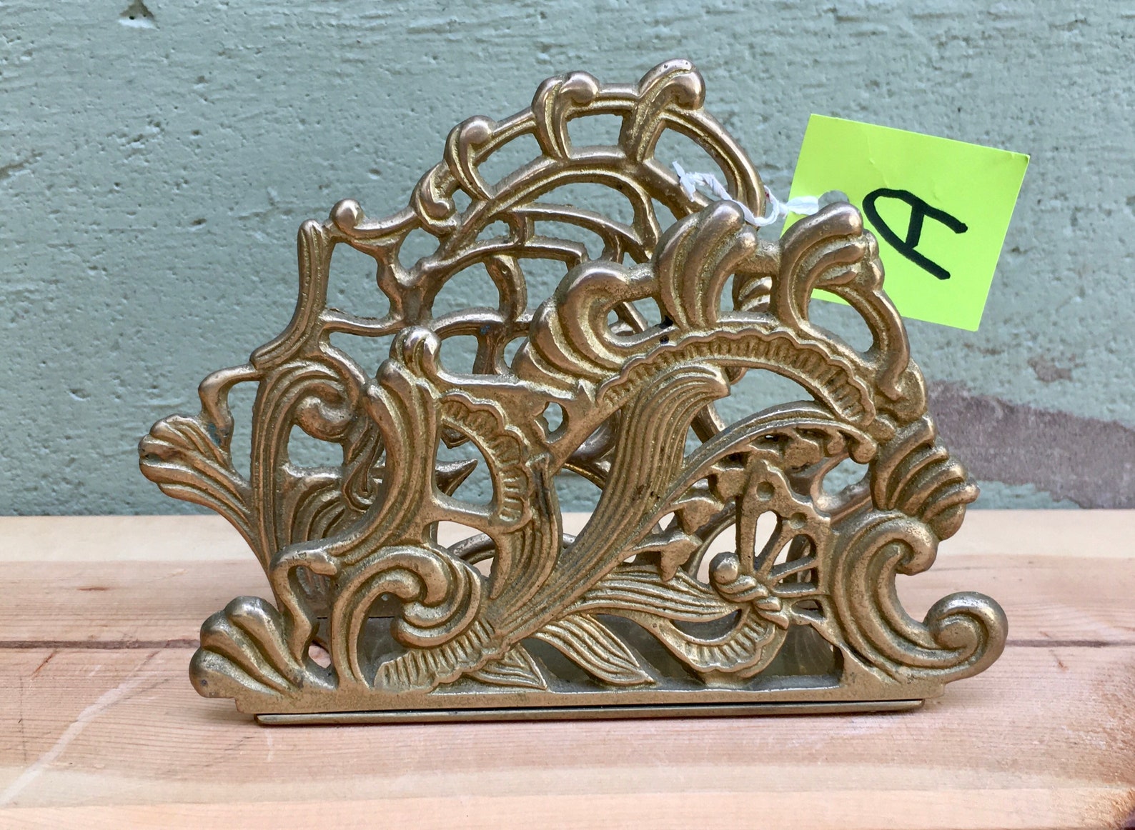 Antique Solid Brass Ornate Napkin Holder Vintage 1970s Wedding Etsy