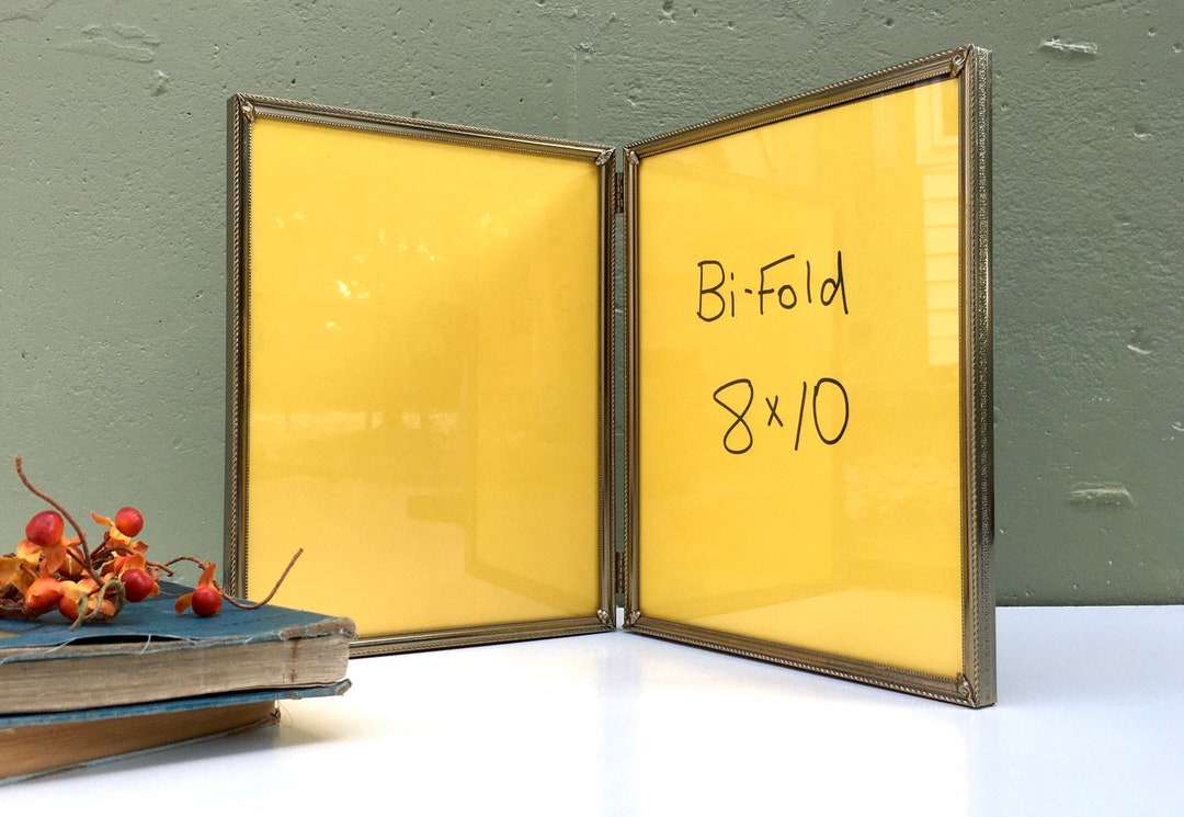 Double Hinged Picture Frame Vintage 8x10 Bifold Photo Etsy