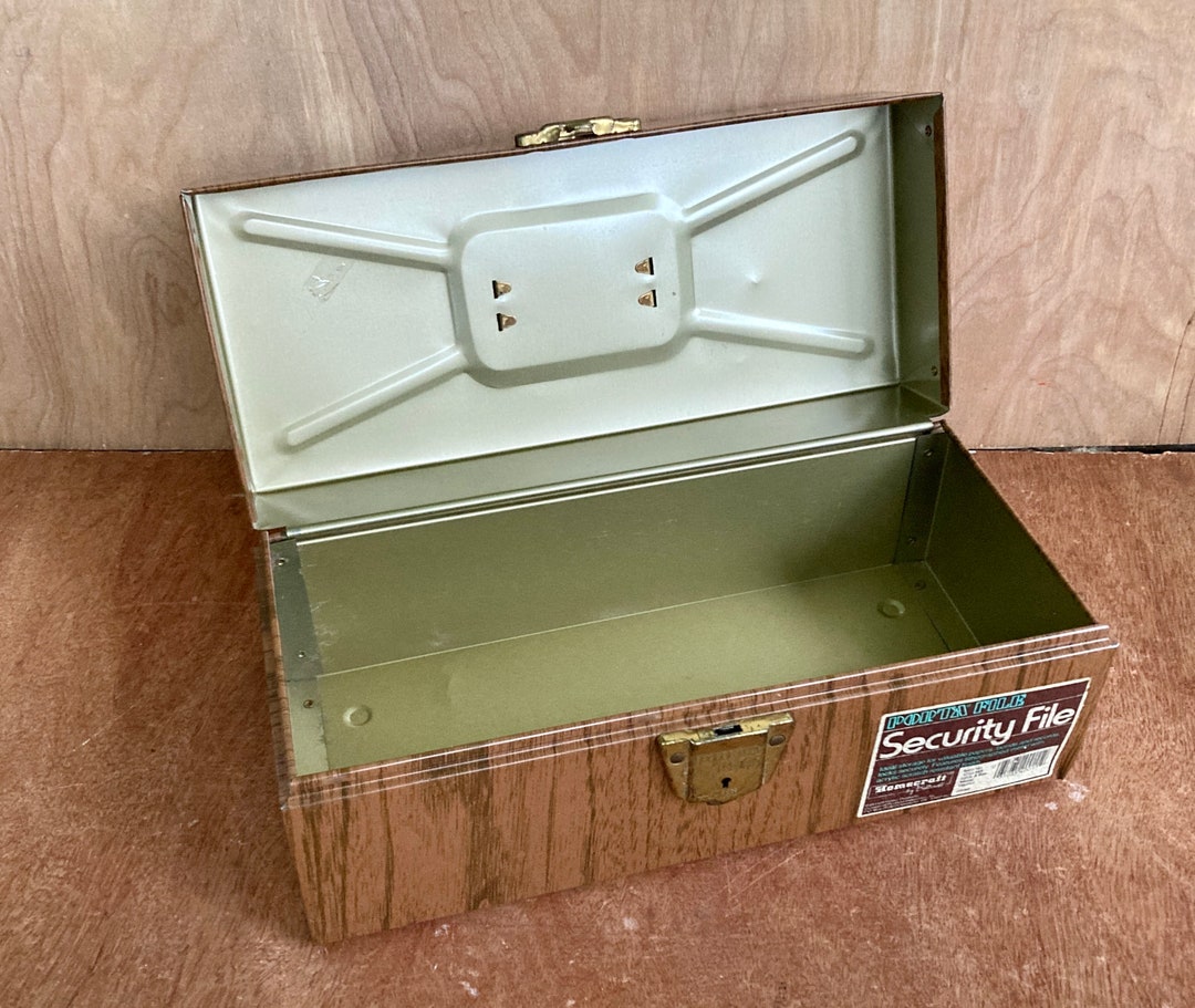 Industrial Steel Box Vintage Lockable Faux Wood Grain Etsy