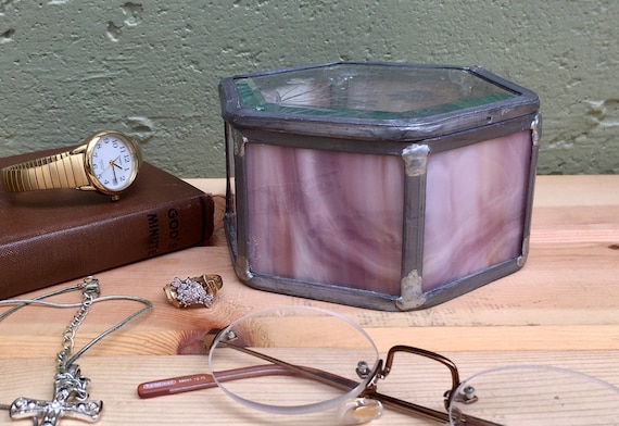 Jewelry Box - Beveled Glass Ring Box — Vintage He… - image 1