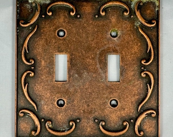 Vintage Copper 2-Gang Light Switch Cover – Mid-Century Decor