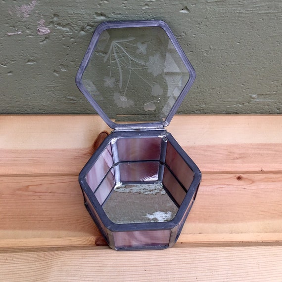 Jewelry Box - Beveled Glass Ring Box — Vintage He… - image 4