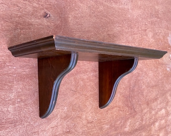 Antique Wood Shelf — Vintage Handcrafted Distressed Pine — Wooden Plate/Knickknack Display