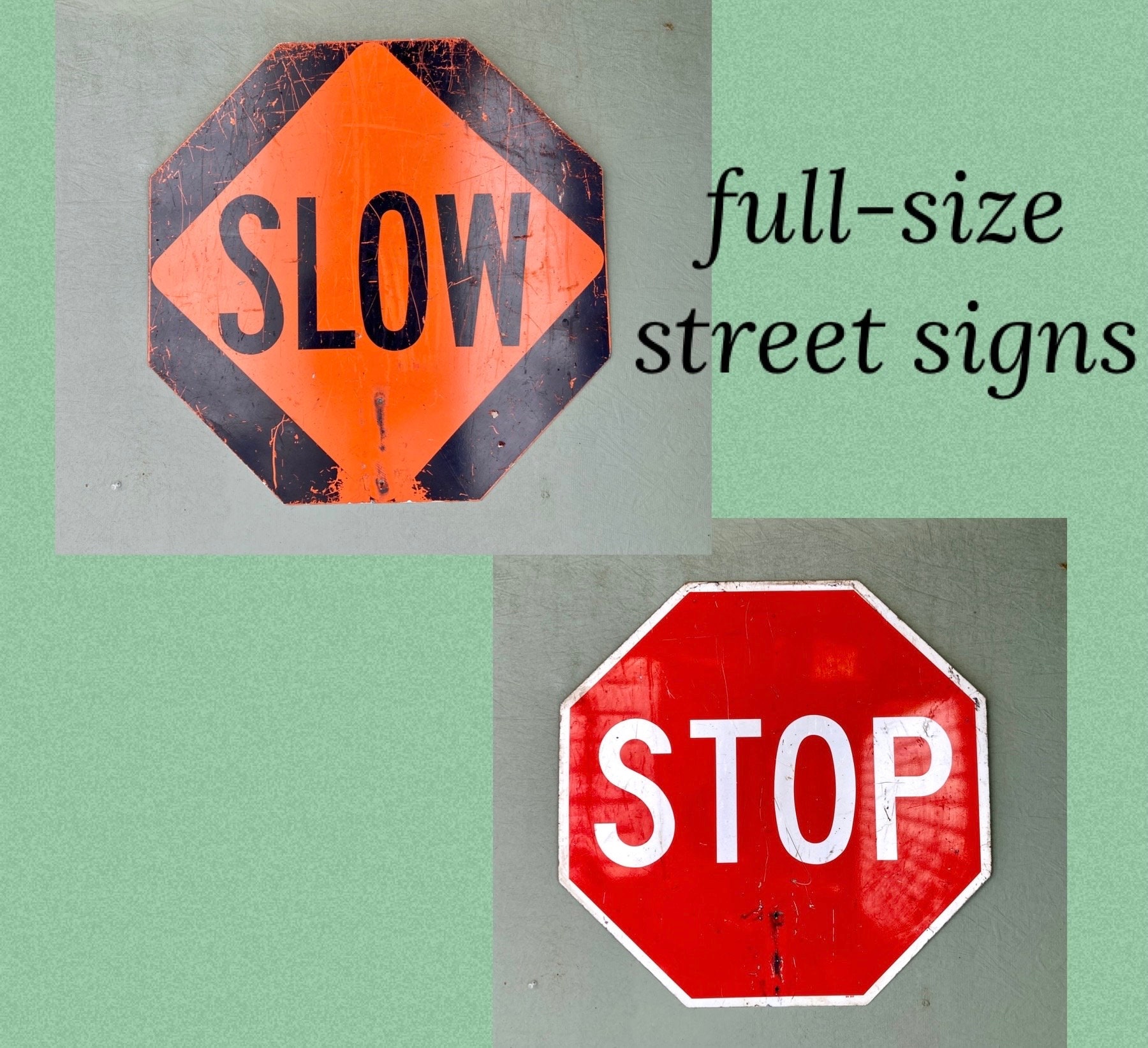 Vintage Traffic Sign Slow - Etsy