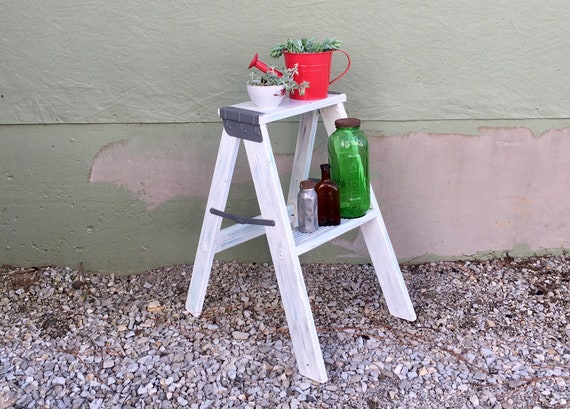 Antique Wooden 2 Foot Step Ladder Industrial Kitchen Step Etsy