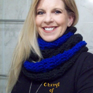 Thin Line Scarf Thick and Chunky, Wide Cowl Infinity - Handmade/Hand Crocheted - Police, Fire, EMS, Security, Corrections, Border Patrol