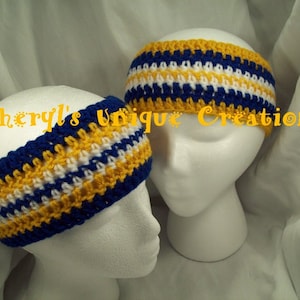 WV - West Virginia Team Colors Hand Crocheted Headband or Beanie - Available in Sizes Preemie to Adult Large