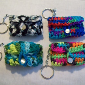 Miniature Purse, Wallet or Drawstring Bag Keychain Key Fob - Handmade/Hand Crocheted