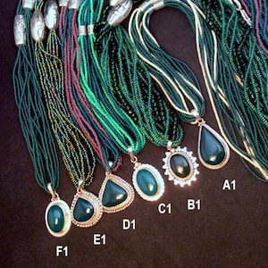 choice of 17 Green Semiprecious Necklace.  22, 26 or 30&quot; Sterling Silver, Malachite, California Jade or Green Onyx. free US ship