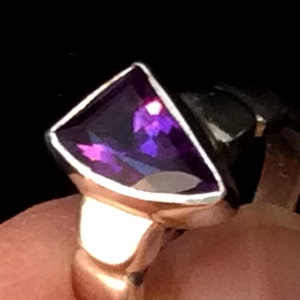 Size 5.5 Sterling Silver Ring. Fine Amethyst  or Semiprecious Star Sapphire.  free US ship