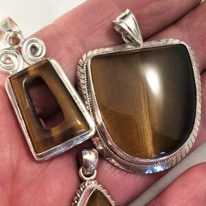 choice of 16 Golden Tiger Eye Pendant. Sterling Silver.   free US ship.