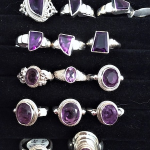 Size 6. or 6.5 Amethyst Ring Sterling Silver Faceted Purple  free US ship