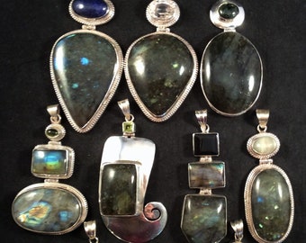 Choice of 8 Labradorite Hinged Sterling Silver free US ship