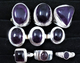 choice of 14 Amethyst Ring Sz 6 or 6.5 Sterling Silver  free US ship