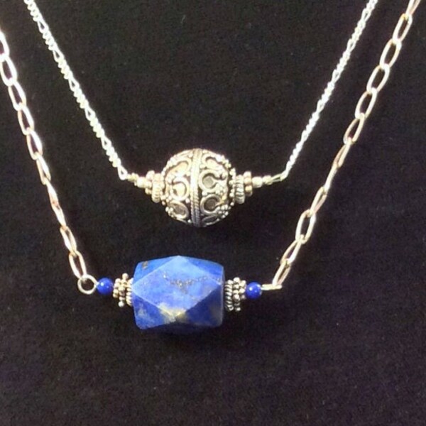 Choix de 6 colliers en argent sterling. Grenat vert, lapis, quartz ou améthyste. navire américain gratuit