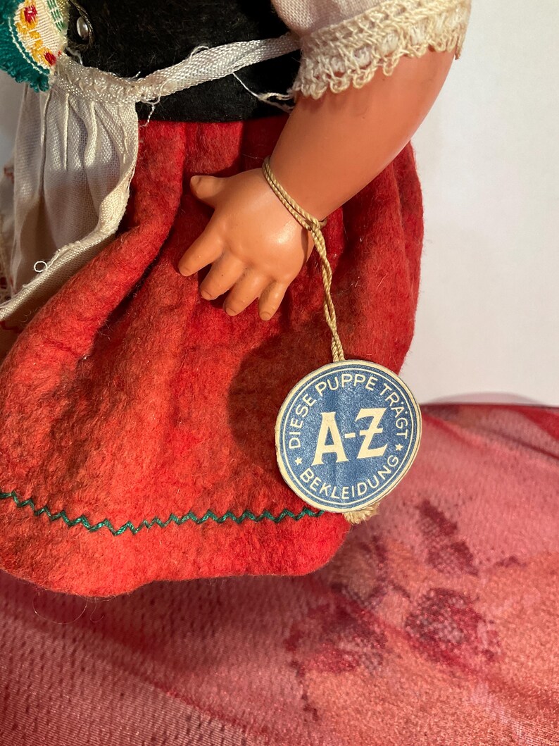 Vintage 1940s Diese Puppe Bekleidung Celluloid German Girl Doll 10" with tag, free Shipping bild 4