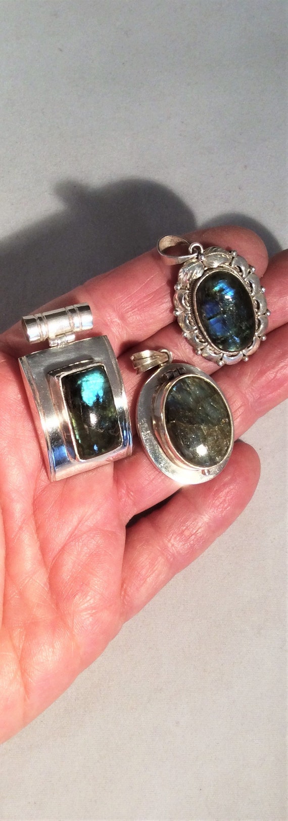 Choice of 8 Labradorite Hinged Sterling Silver free US ship
