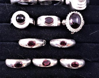 Size 9 Garnet,  or Black Cats Eye Chrysoberyl  Sterling Silver free US ship