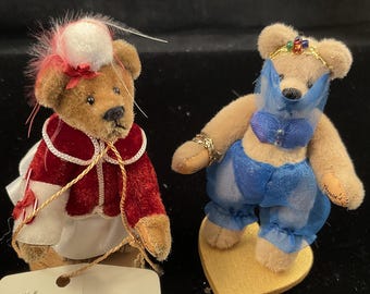 several Jointed miniature Bear 2.25" SALOME, girl in Red, dressed, panda, baby. New vintage, free shipping