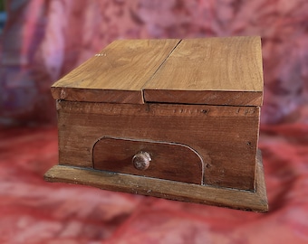 Antique Balinese wooden money chest or desk piece. free shipping