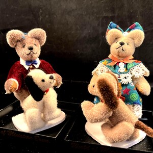 choice of Jointed 2.75-3.5" hand stitched miniature bears with dog. Sara, Little Orphan Annie. more.   New vintage, free shipping