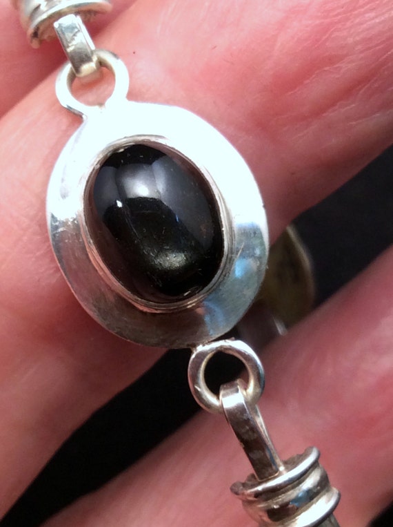 Sterling Silver Clasp Bracelet for Teen or Smaller Wrist. Black Star, free US ship 44.00