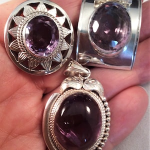 choice of 10 Purple Amethyst Pendant. Sterling Silver, Filigree, Faceted or Cabochon. Ametrine free US ship