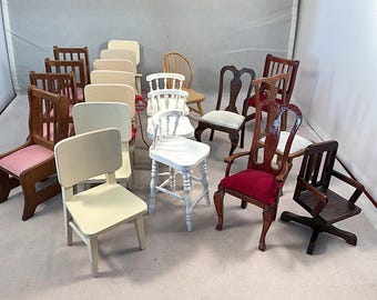 Doll house chairs 1/12 scale. New vintage
