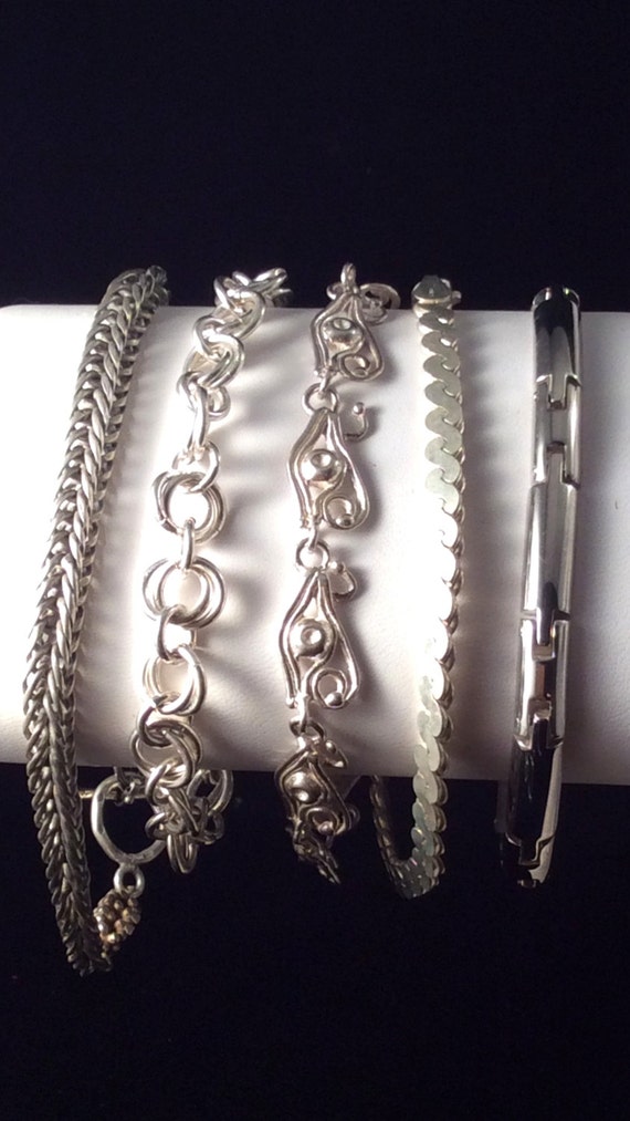 Vintage Sterling Chain Bracelet for Charm AK 925 8 Long