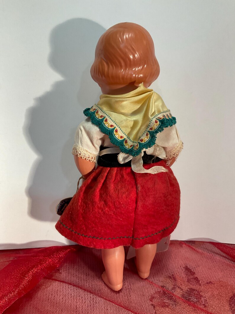 Vintage 1940s Diese Puppe Bekleidung Celluloid German Girl Doll 10" with tag, free Shipping bild 3
